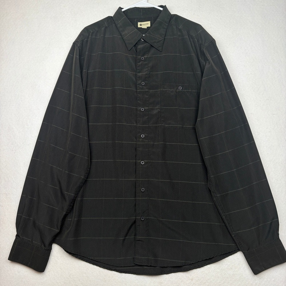 Haggar Button Down Shirt Mens 2XLT Grid Pattern Classic Fit